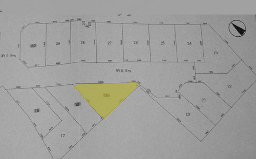 敷地図/三角形/変形敷地/ローコスト/HT-HOUSE
