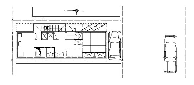 駐車場横置き/２世帯住宅/間口が狭い/ＲＣ壁式構造/建て替え/外断熱/TD-HOUSE