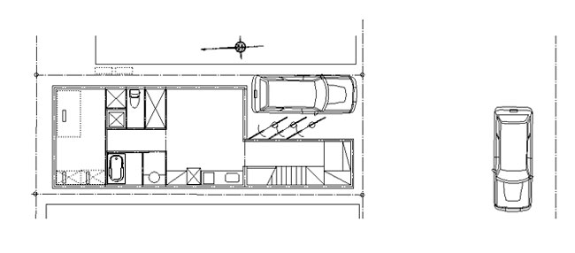 駐車場縦置き/２世帯住宅/間口が狭い/ＲＣ壁式構造/建て替え/外断熱/TD-HOUSE